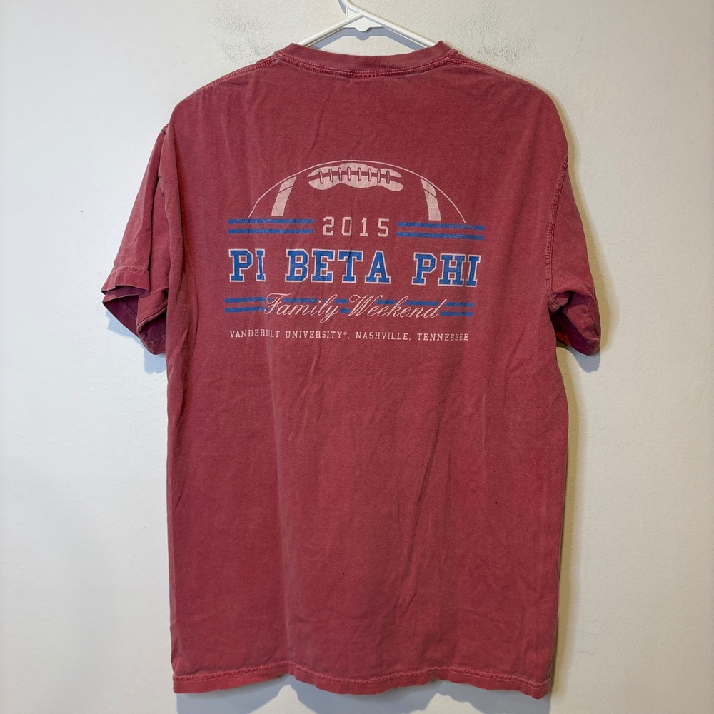 Comfort Colors Pocket T-Shirt Unisex Medium Red Pi Beta‎ Phi Vanderbilt 2015